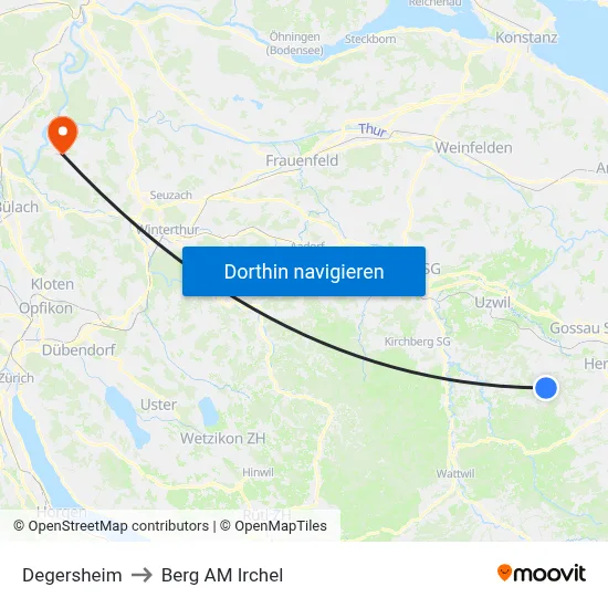 Degersheim to Berg AM Irchel map