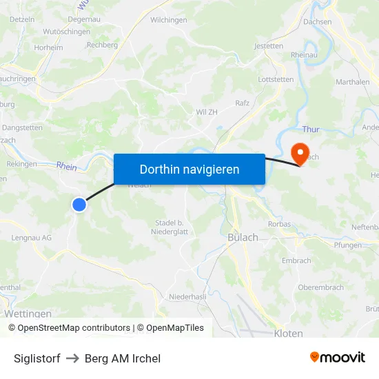 Siglistorf to Berg AM Irchel map