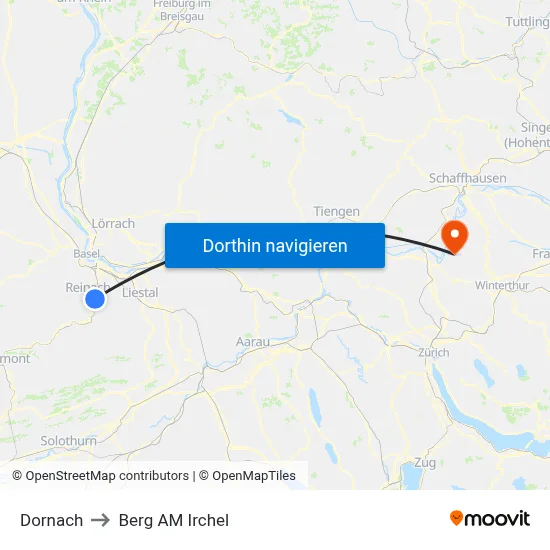 Dornach to Berg AM Irchel map