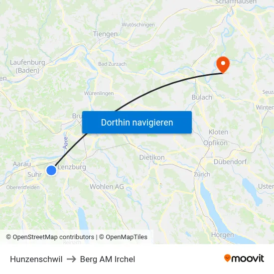 Hunzenschwil to Berg AM Irchel map