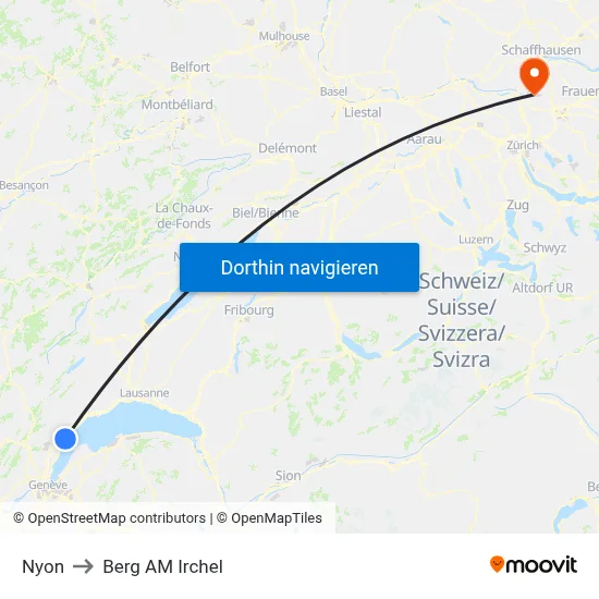 Nyon to Berg AM Irchel map