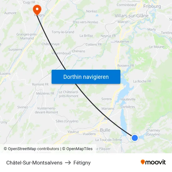 Châtel-Sur-Montsalvens to Fétigny map