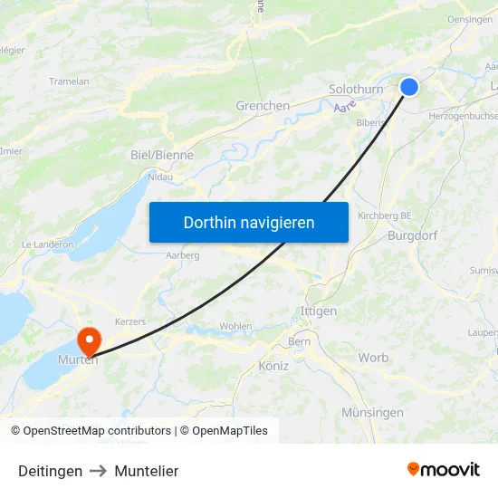 Deitingen to Muntelier map