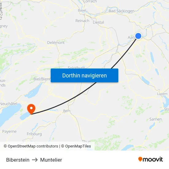 Biberstein to Muntelier map