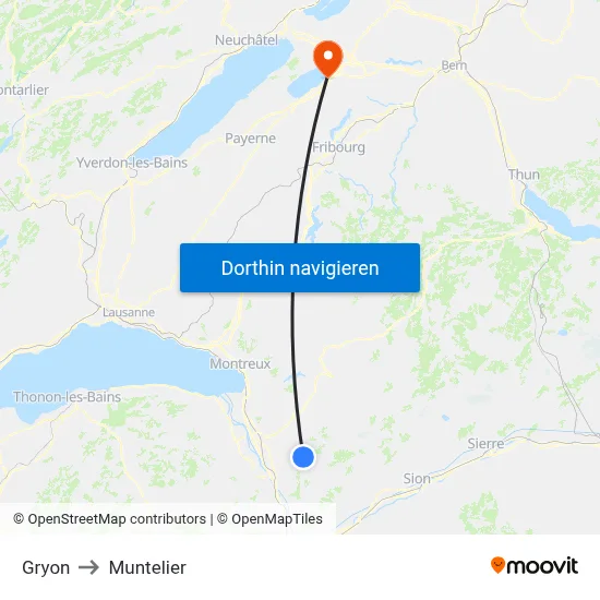 Gryon to Muntelier map