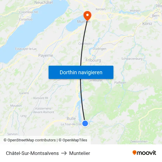 Châtel-Sur-Montsalvens to Muntelier map