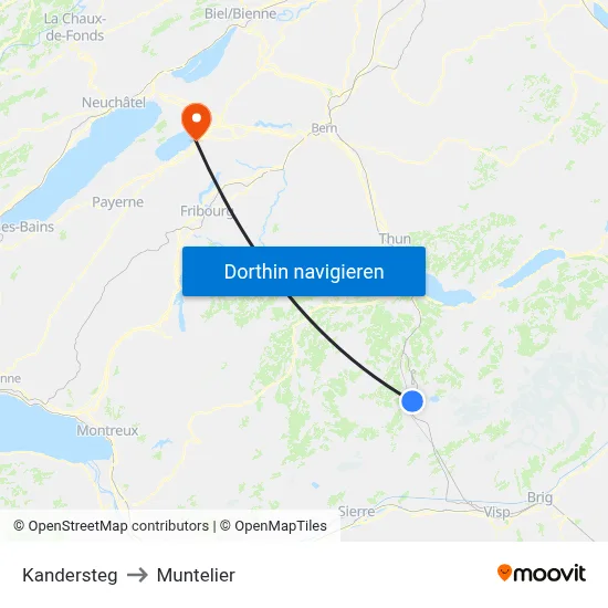 Kandersteg to Muntelier map