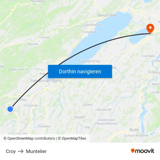 Croy to Muntelier map