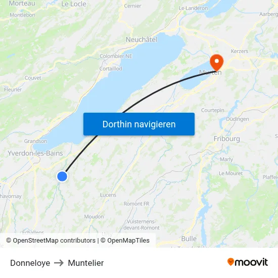 Donneloye to Muntelier map
