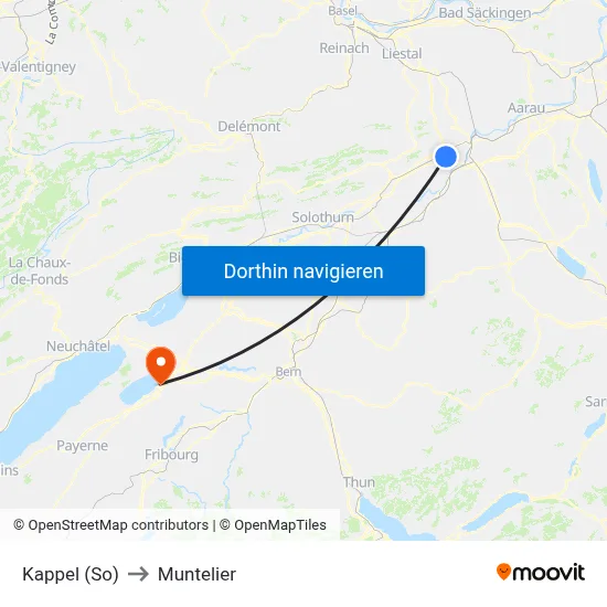 Kappel (So) to Muntelier map