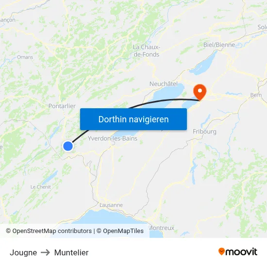 Jougne to Muntelier map