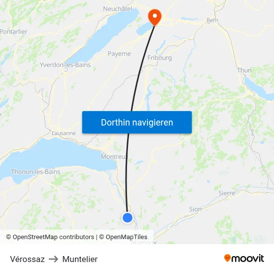 Vérossaz to Muntelier map