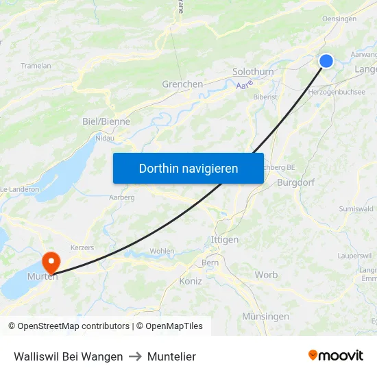 Walliswil Bei Wangen to Muntelier map