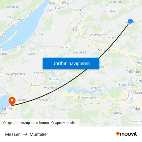 Messen to Muntelier map