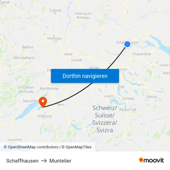 Schaffhausen to Muntelier map