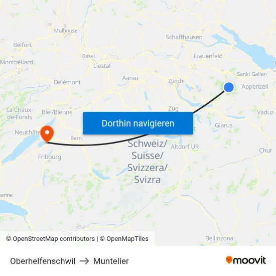 Oberhelfenschwil to Muntelier map