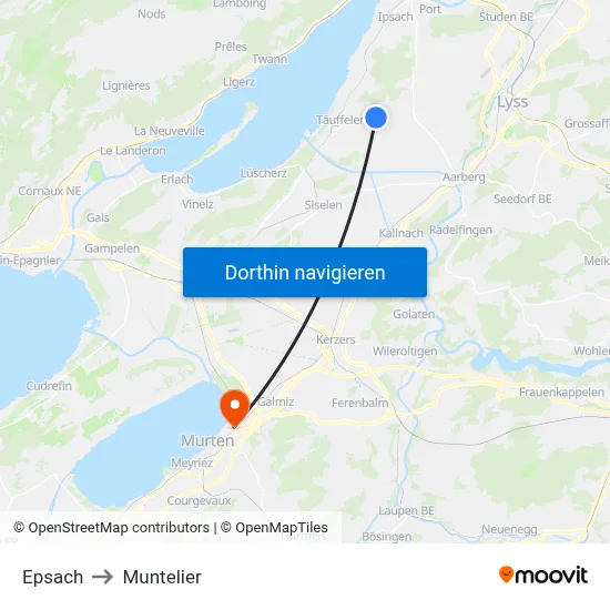 Epsach to Muntelier map