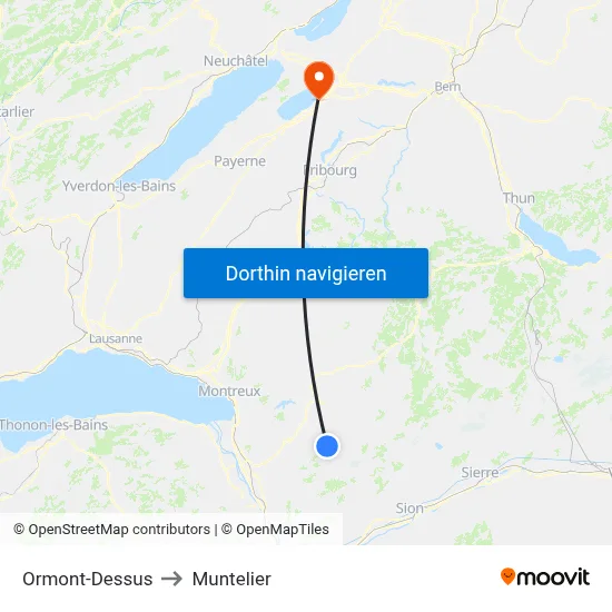 Ormont-Dessus to Muntelier map