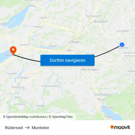 Rüderswil to Muntelier map
