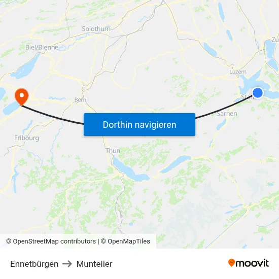 Ennetbürgen to Muntelier map