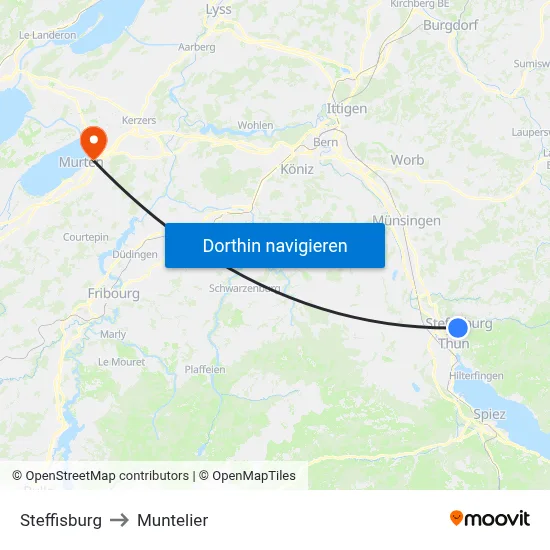 Steffisburg to Muntelier map