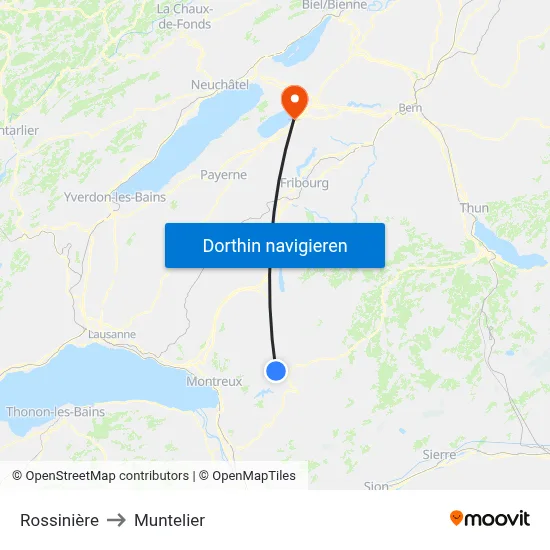 Rossinière to Muntelier map