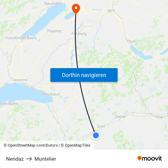Nendaz to Muntelier map