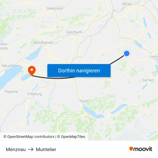 Menznau to Muntelier map