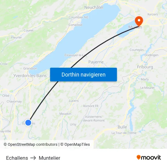 Echallens to Muntelier map