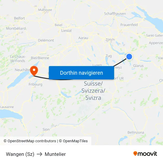 Wangen (Sz) to Muntelier map