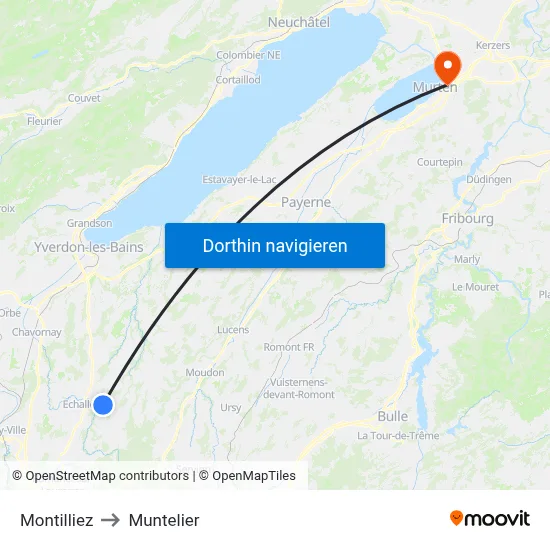 Montilliez to Muntelier map