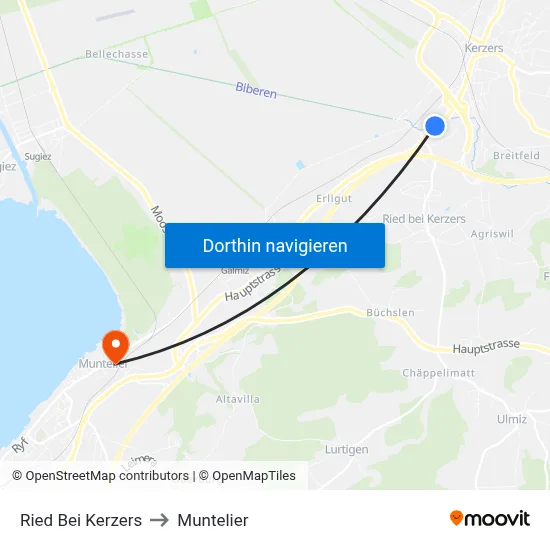 Ried Bei Kerzers to Muntelier map