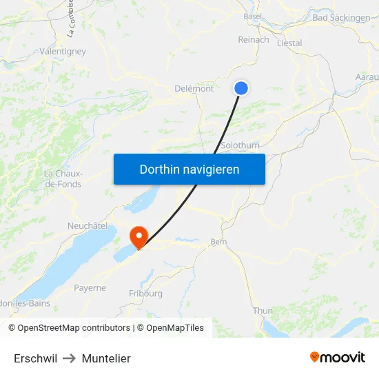 Erschwil to Muntelier map