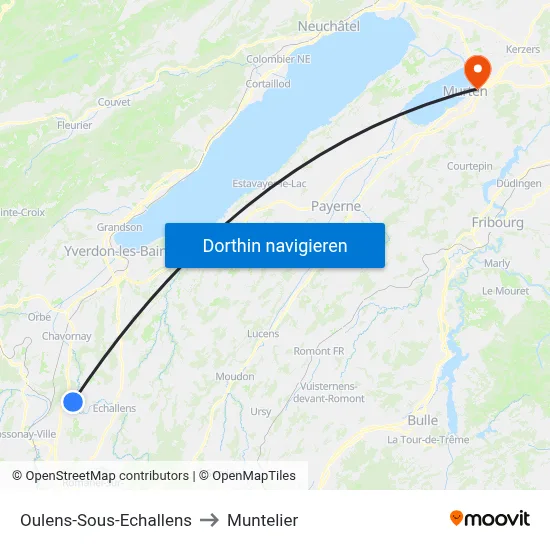 Oulens-Sous-Echallens to Muntelier map