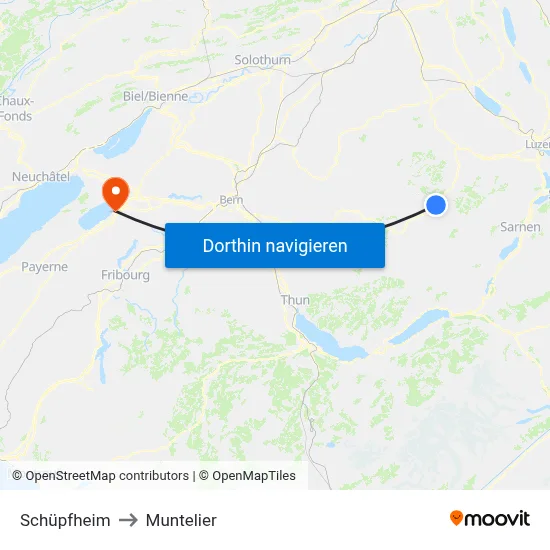 Schüpfheim to Muntelier map