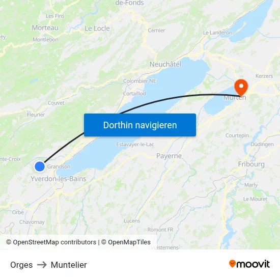 Orges to Muntelier map