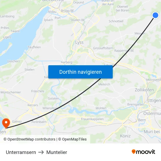 Unterramsern to Muntelier map