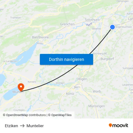Etziken to Muntelier map