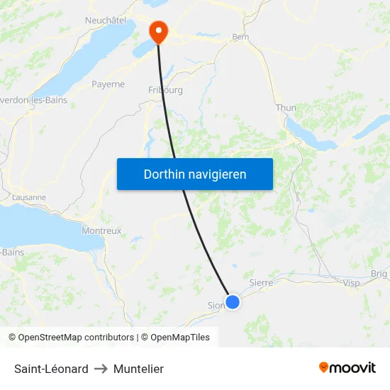 Saint-Léonard to Muntelier map