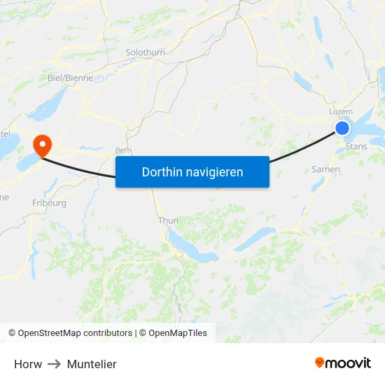 Horw to Muntelier map