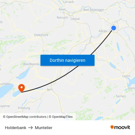 Holderbank to Muntelier map