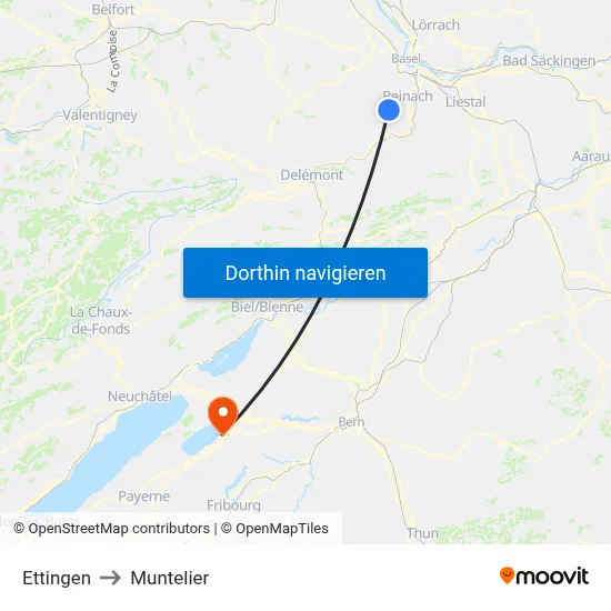 Ettingen to Muntelier map