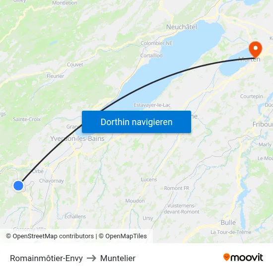 Romainmôtier-Envy to Muntelier map