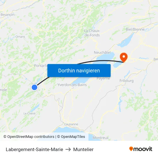 Labergement-Sainte-Marie to Muntelier map