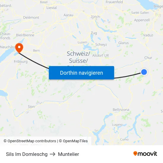Sils Im Domleschg to Muntelier map