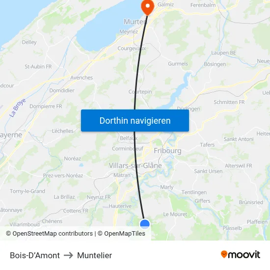 Bois-D’Amont to Muntelier map