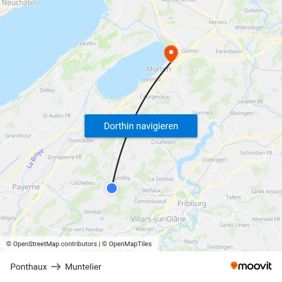 Ponthaux to Muntelier map