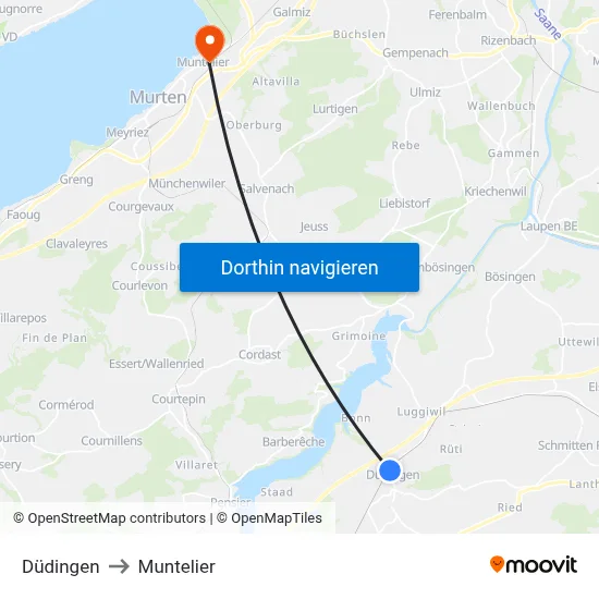 Düdingen to Muntelier map