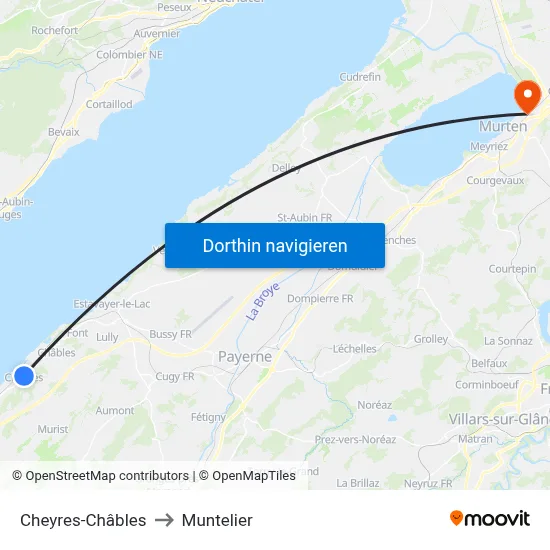 Cheyres-Châbles to Muntelier map