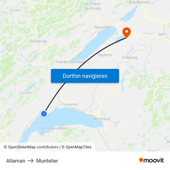 Allaman to Muntelier map